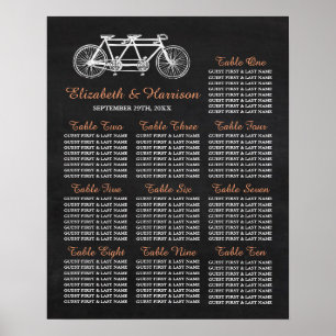 Tandem-cykel på sätesschemat Bröllop i schalkboard Poster
