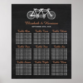 Tandem-cykel på sätesschemat Bröllop i schalkboard Poster
