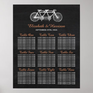 Tandem-cykel på sätesschemat Bröllop i schalkboard Poster