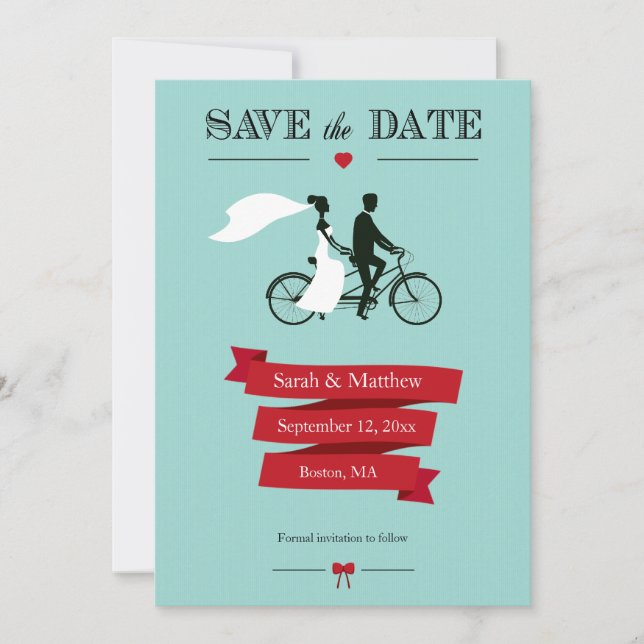 Tandem-cykel Spara datumkort Datumet (Framsida)