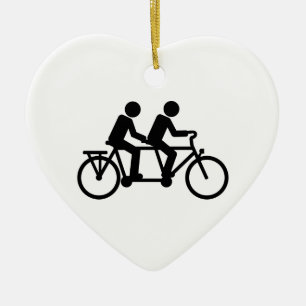 Tandem cykelcykel julgransprydnad keramik