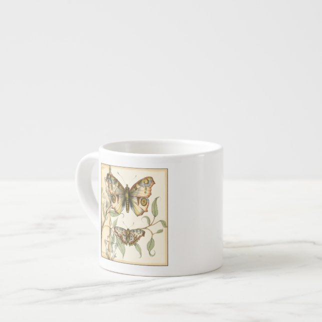 Tandem Fjärilar Över Gröna Blad Espressomugg (Framsida vänster)