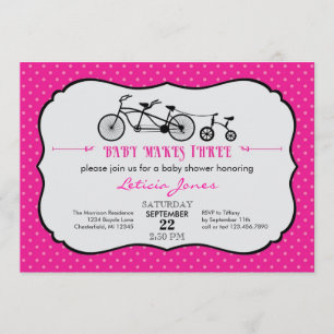 Tandem inbjudan för cykelflickababy shower
