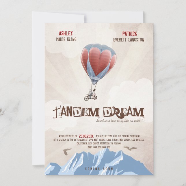 Tandem Kärlek Dream Wedding Invite (Movie Stil) Inbjudningar (Framsida)