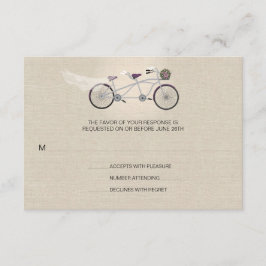 Tandem Plum Bicycle Bröllop Faux Linen OSA Kort