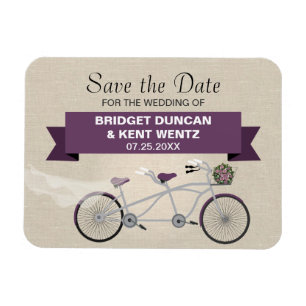 Tandem Plum Bicycle Spara datum Magnet