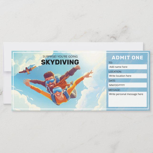 Tandem Skydiving Gift-certifikat Inbjudningar (Framsida)