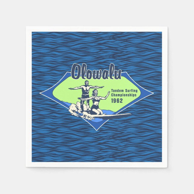 Tandem Surfing Hawaiian Vintage Surfa Design Pappersservett (Framsidan)