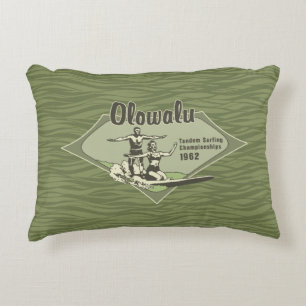 Tandem Surfing Hawaiiansk Vintage Surf Design Prydnadskudde