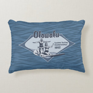 Tandem Surfing Hawaiiansk Vintage Surf Design Prydnadskudde