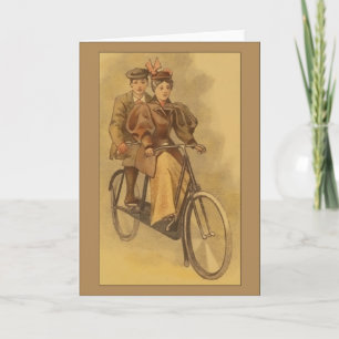 Tandema cykelhälsningar för vintage kort