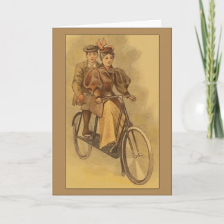 Tandema cykelhälsningar för vintage kort