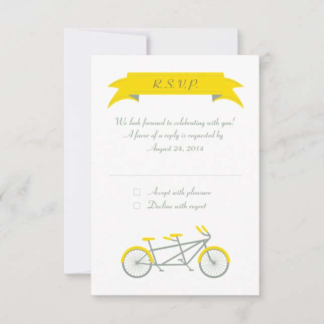 Tandemcykel (Grå / Gul / Vit) RSVP OSA Kort (Framsida)