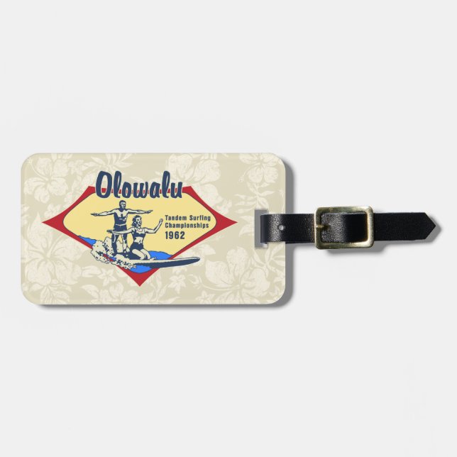 Tandemcykel som surfar hawaianska bagagebricka (Horisontell Framsida)