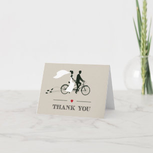Tandemt cykelbrölloptack tack kort
