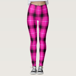 Tänder den rosa plädsvarten för neon leggings