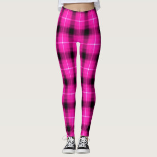 Tänder den rosa plädsvarten för neon leggings