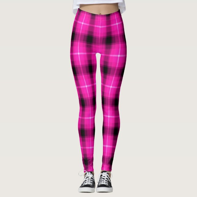 Tänder den rosa plädsvarten för neon leggings (Framsida)
