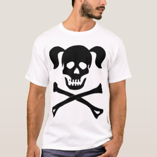 Tänder den svart skallen för flickan med Pigtail Tee Shirt