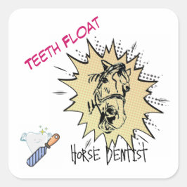 tänder flyter hästens tecknad stil fyrkantigt klistermärke