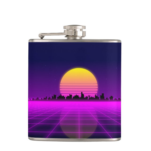Tänder glödande neon för Retro 80-talsynthwave Fickplunta (Framsidan)