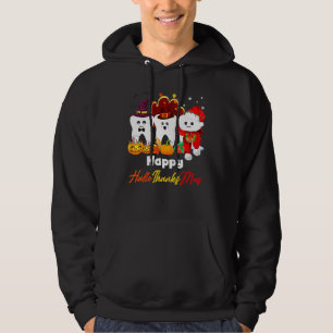 Tänder HalloTackMas Halloween Thanksgiving Jul Hoodie