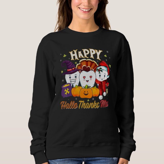 Tänder HalloTackMas Halloween Thanksgiving Jul T Shirt (Framsida)