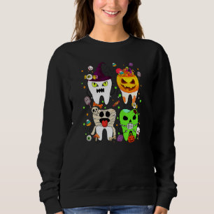 Tänder Spök Pumpa Häxa Söt Tandvård Halloween De T Shirt