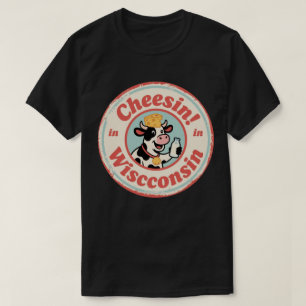 Tänderna blottade i Wisconsin: Retro mjölkko-konst T Shirt