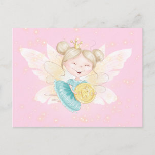 Tandfairy brev princess med guld rosa vykort