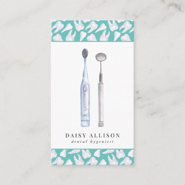 Tandfärgstentatenttandshygienist för vattenfärg visitkort (Framsida)