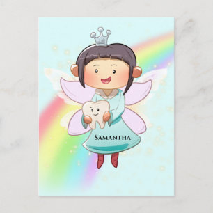 Tandfén blå regnbågsfédamm glitter vykort