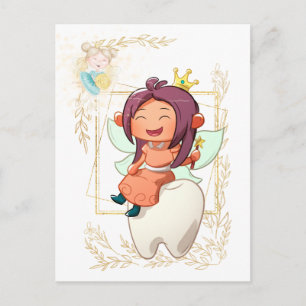 Tandféns brev flicka prinsessa guld ram vykort