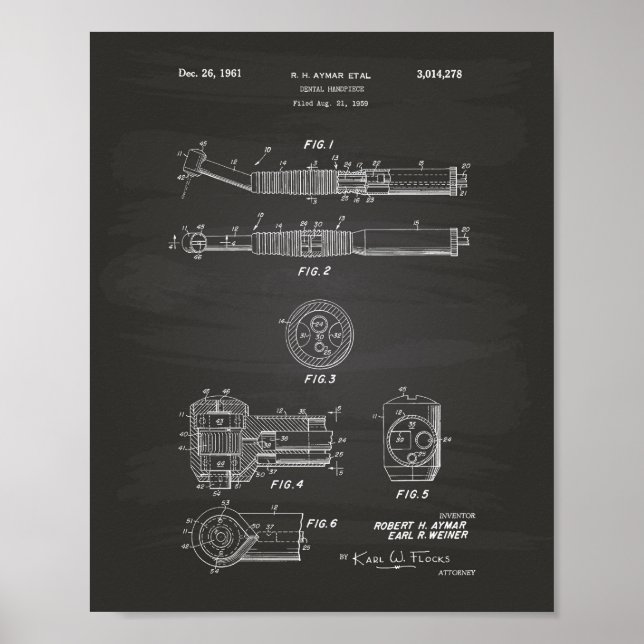 Tandhandtag 1961 Patent Art Chalkboard Poster (Framsidan)
