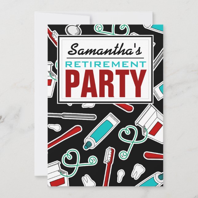 Tandhygien/tandläkare Pension Party Inbjudningar (Framsida)