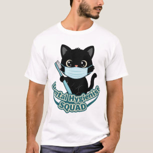 Tandhygienist Svart Katt T-Shirt