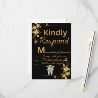 Tandhygienistexamen RSVP-kort | Svart & Guld OSA Kort