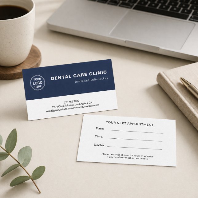 Tandklinik Tandläkare Professionell Logotyp Tidsbeställning Kort (Dental Clinic Dentist Professional Logo Appointment Card)
