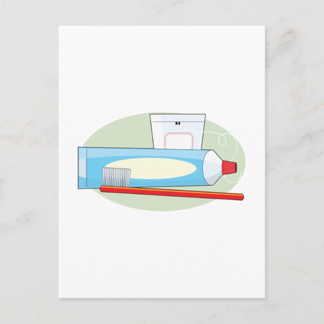 Tandkräm och pensel vykort (Framsida)