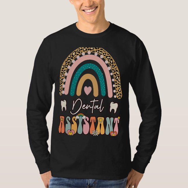 Tandläkarassistent Groovy Retro Vintage Regnbåge S T Shirt (Framsida)