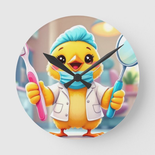 Tandläkare Chick Rund Klocka  (Framsida)
