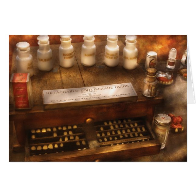 Tandläkare - den avtagbara tanden skuggar hälsningskort (Framsidan Horizontal)