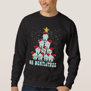 Tandläkare Julgran Tandläkarliv Tomte Tand Träd Ta Lång Ärmad Tröja