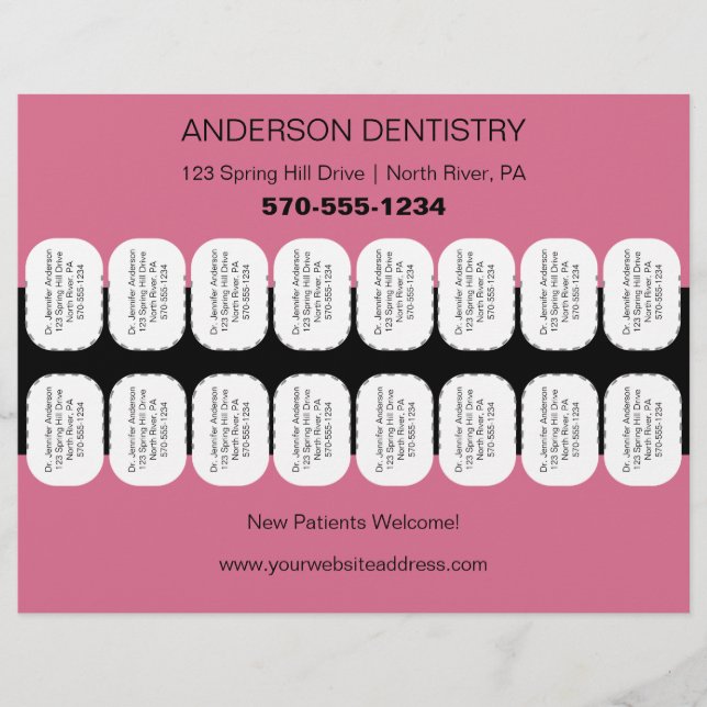 Tandläkare, tandläkartröja med tjuvtandremsor reklamblad (Framsidan)