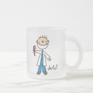 Tandläkarestick figur frostad glasmugg