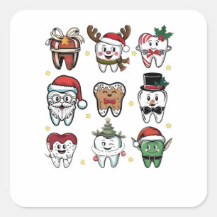 Tandläkargruppen Tandläkare jul semester Xmas Fyrkantigt Klistermärke