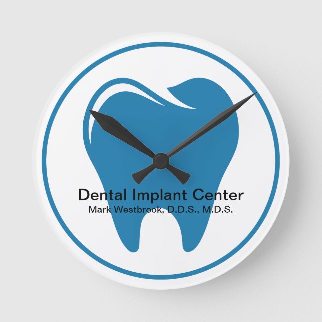Tandläkarkontors vänterumsspärr design rund klocka (Framsida)