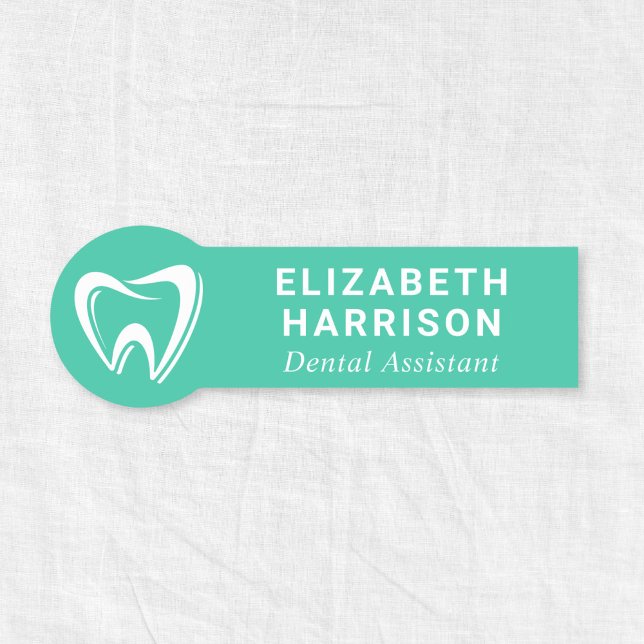 Tandläkarlogotyp Tandläkarpraktik Grön Namnbricka (Dentist Logo Dental Office Green Name Tag)