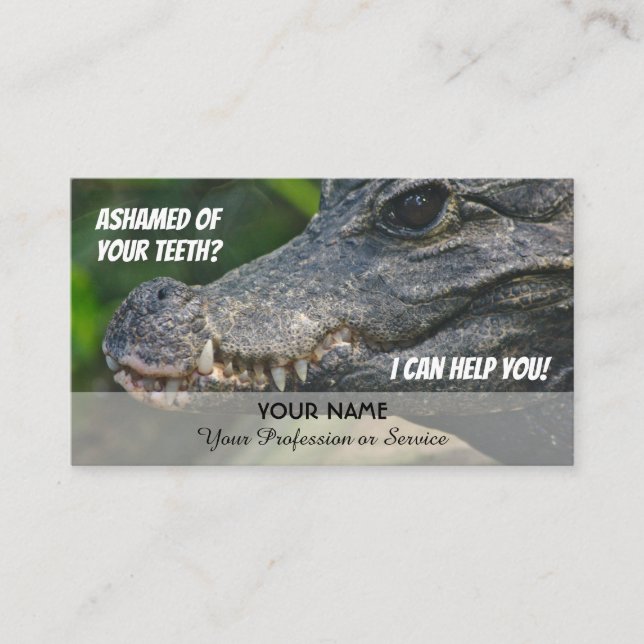 Tandläkarnas dåliga tänder mot skam visitkort (Framsida)