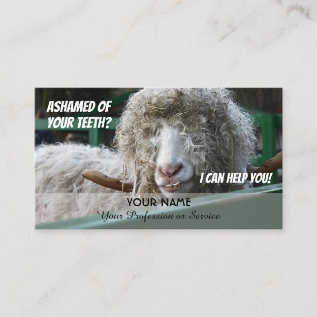 Tandläkarnas fina tänder mot skammusslor visitkort (Framsida)
